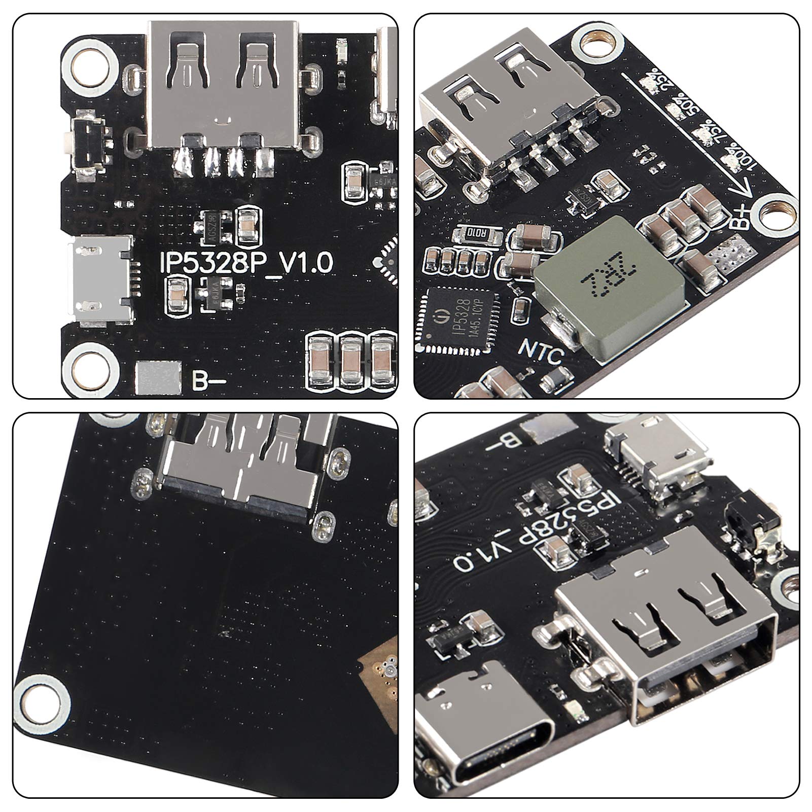 Dorhea IP5328P Dual USB Boost Charging Module 18650 Fast Charger Type-C 3.7V to 12V Quick Charge Circuit Board QC2.0 QC3.0 Mobile Power - View 4 of 7