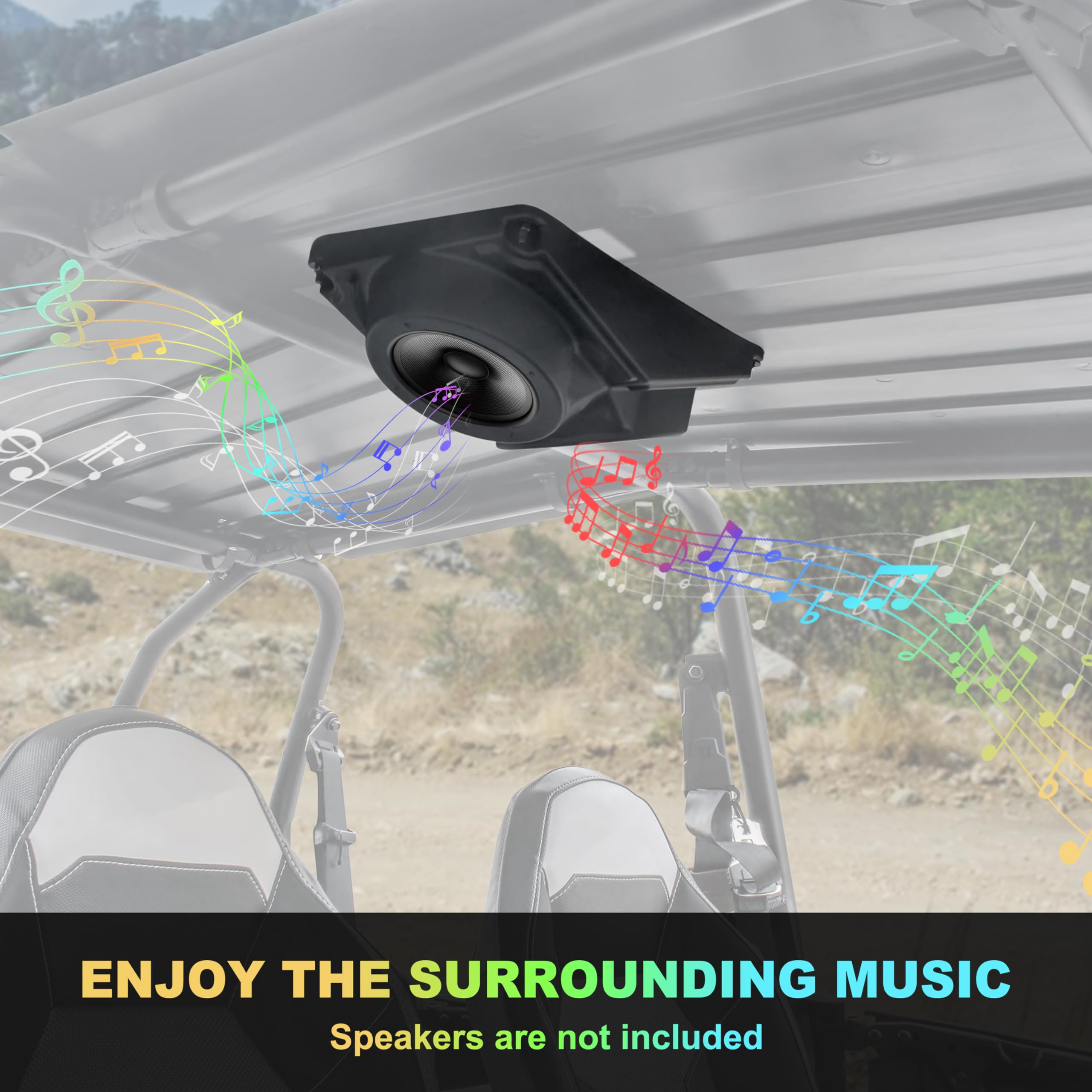 SAUTVS Waterproof UTV Speaker Pod Enclosure for RZR Universal 6.5 Inch Overhead Speaker Box Accessories for Polaris RZR - View 3 of 6