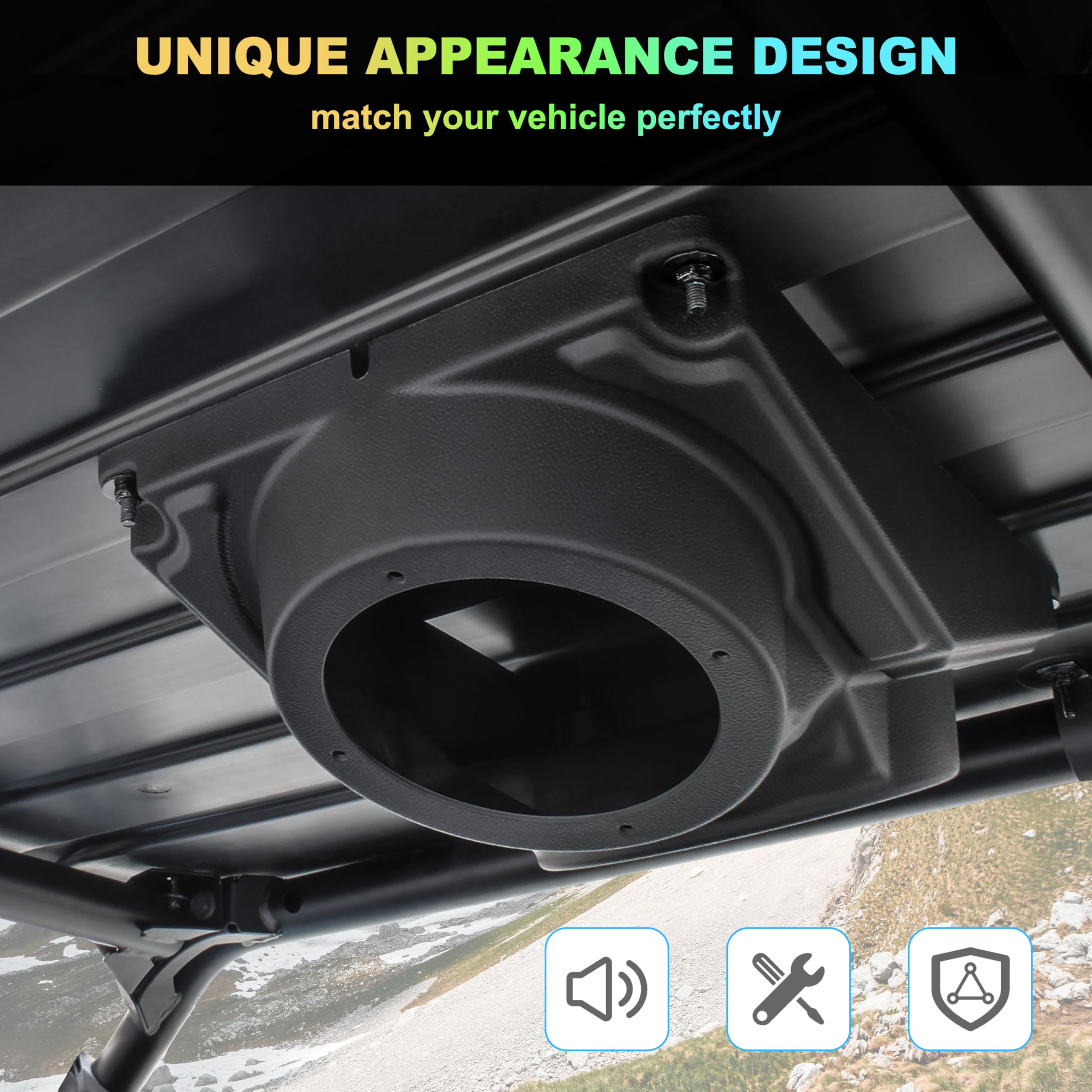 SAUTVS Waterproof UTV Speaker Pod Enclosure for RZR Universal 6.5 Inch Overhead Speaker Box Accessories for Polaris RZR - View 5 of 6