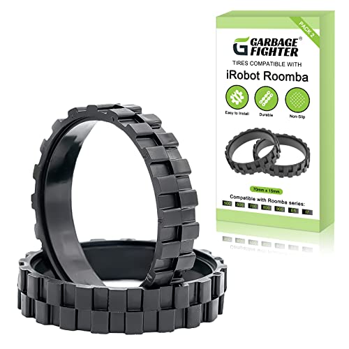 Garbage fighter Garbage Fighter Tires for Roomba Series 500-900 | Anti-Slip, Easy Assembly, Great Adhesion - 2 Pack (Black)