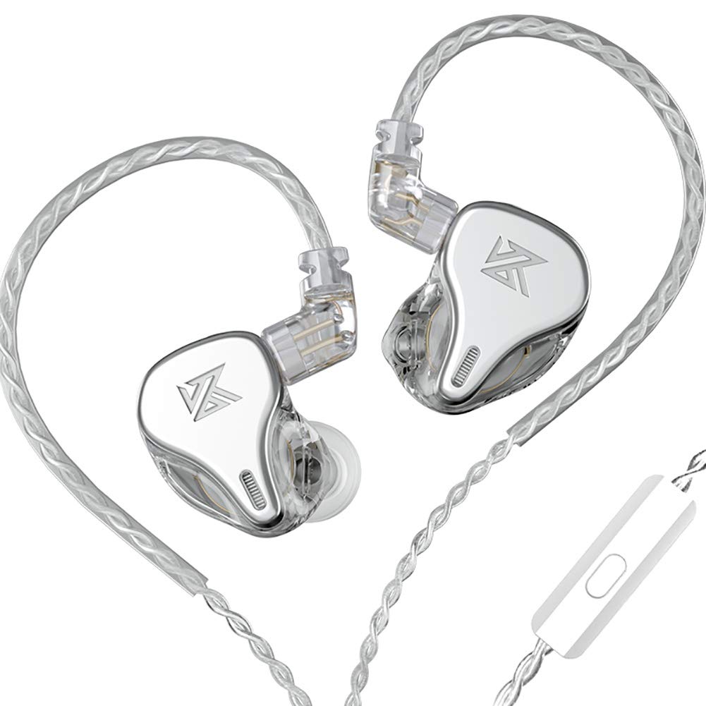 KZ DQ6 Three-Unit Dynamic In-Ear Headphones HiFi Stereo Noise Isolating Wired Earbuds with Detachable Cable and Mic Silvery