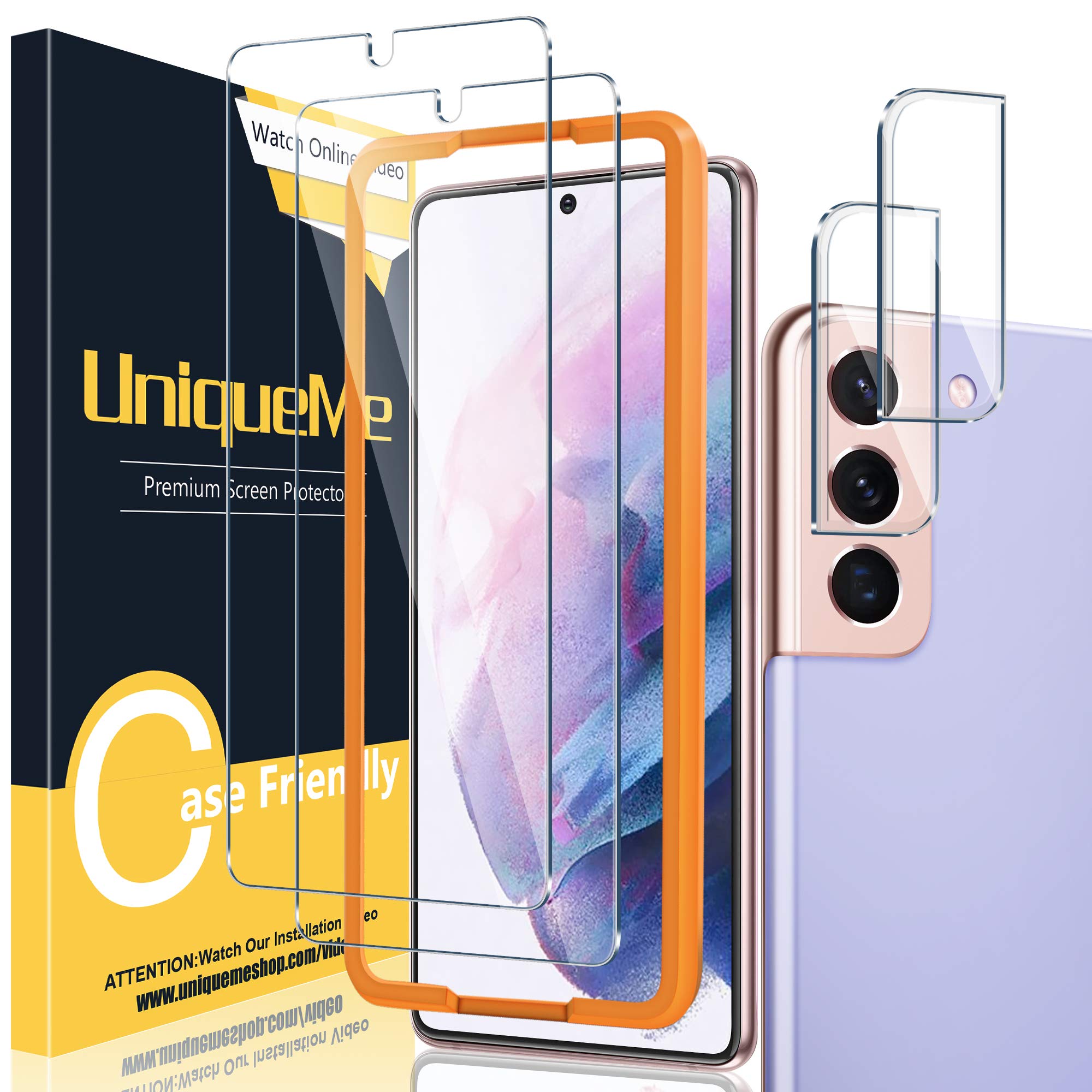 UniqueMe UniqueMe Samsung Galaxy S21 Plus Screen Protector & Camera Lens - 9H Hardness, Easy Install, 2+2 Pack for Ultimate Protection
