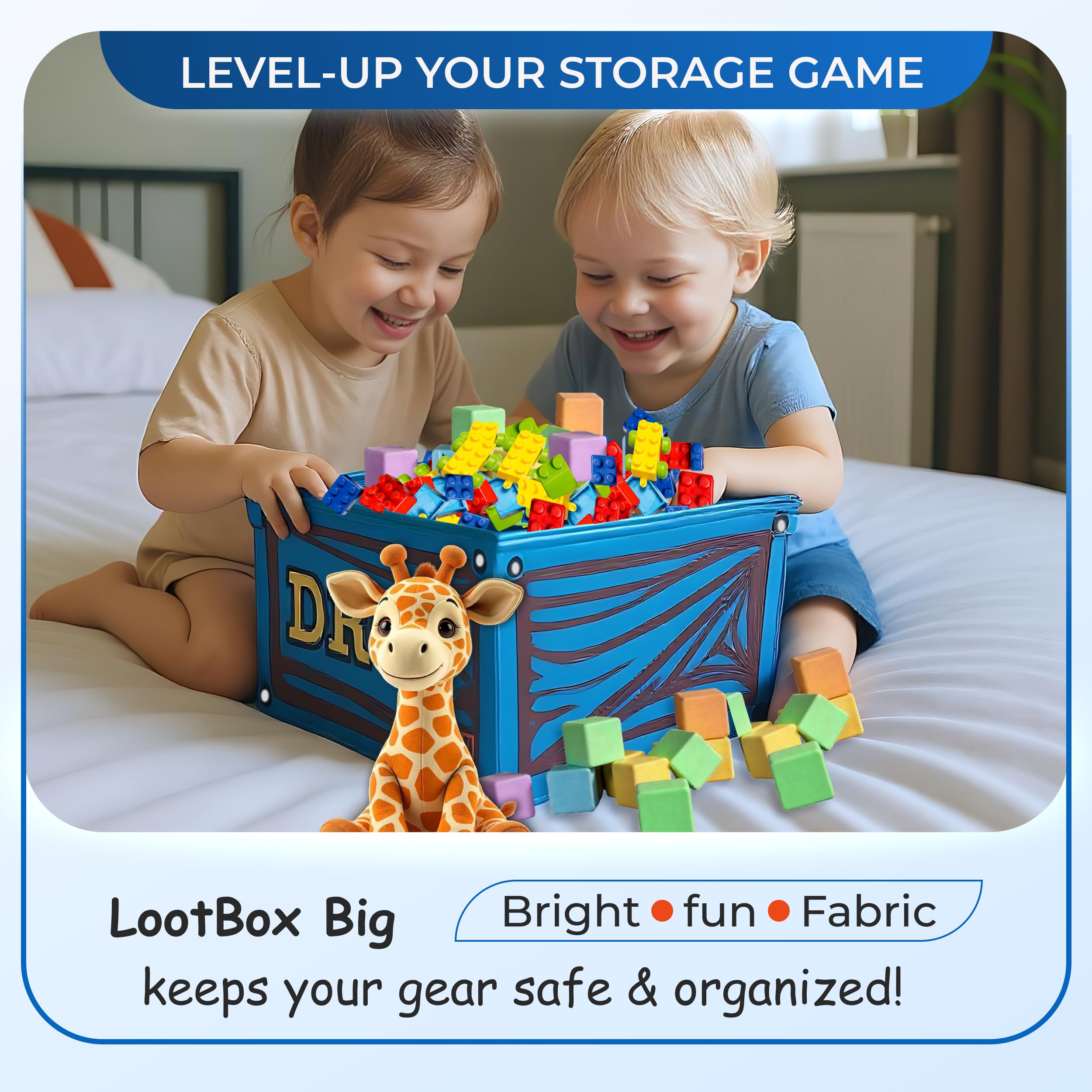 TidyFriend Fabric LootBox Small Durable Collapsible Storage Box with Lid 10x10x10 in Fun Bright Colors - View 3 of 7