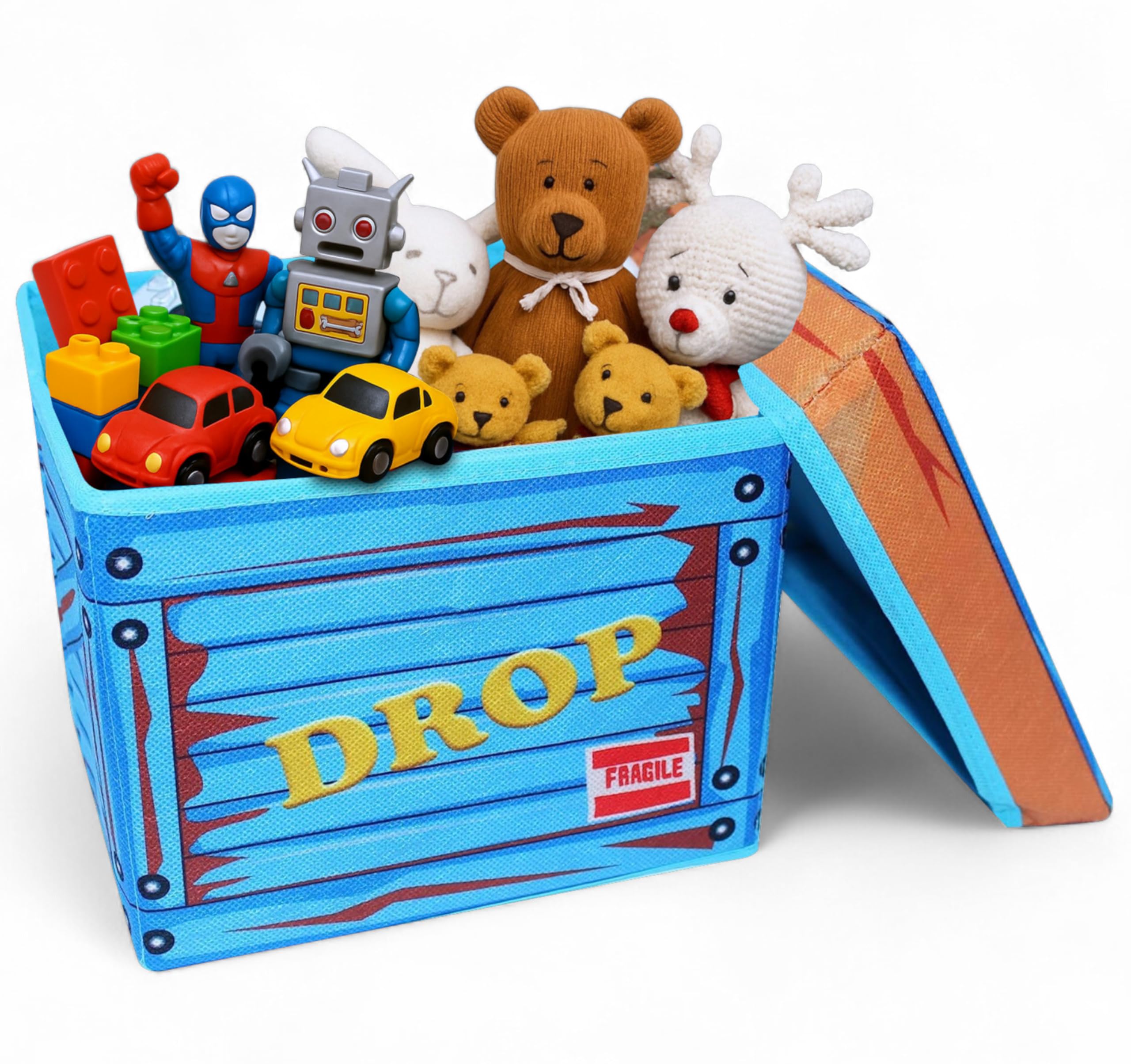 TidyFriend Fabric LootBox Small Durable Collapsible Storage Box with Lid 10x10x10 in Fun Bright Colors