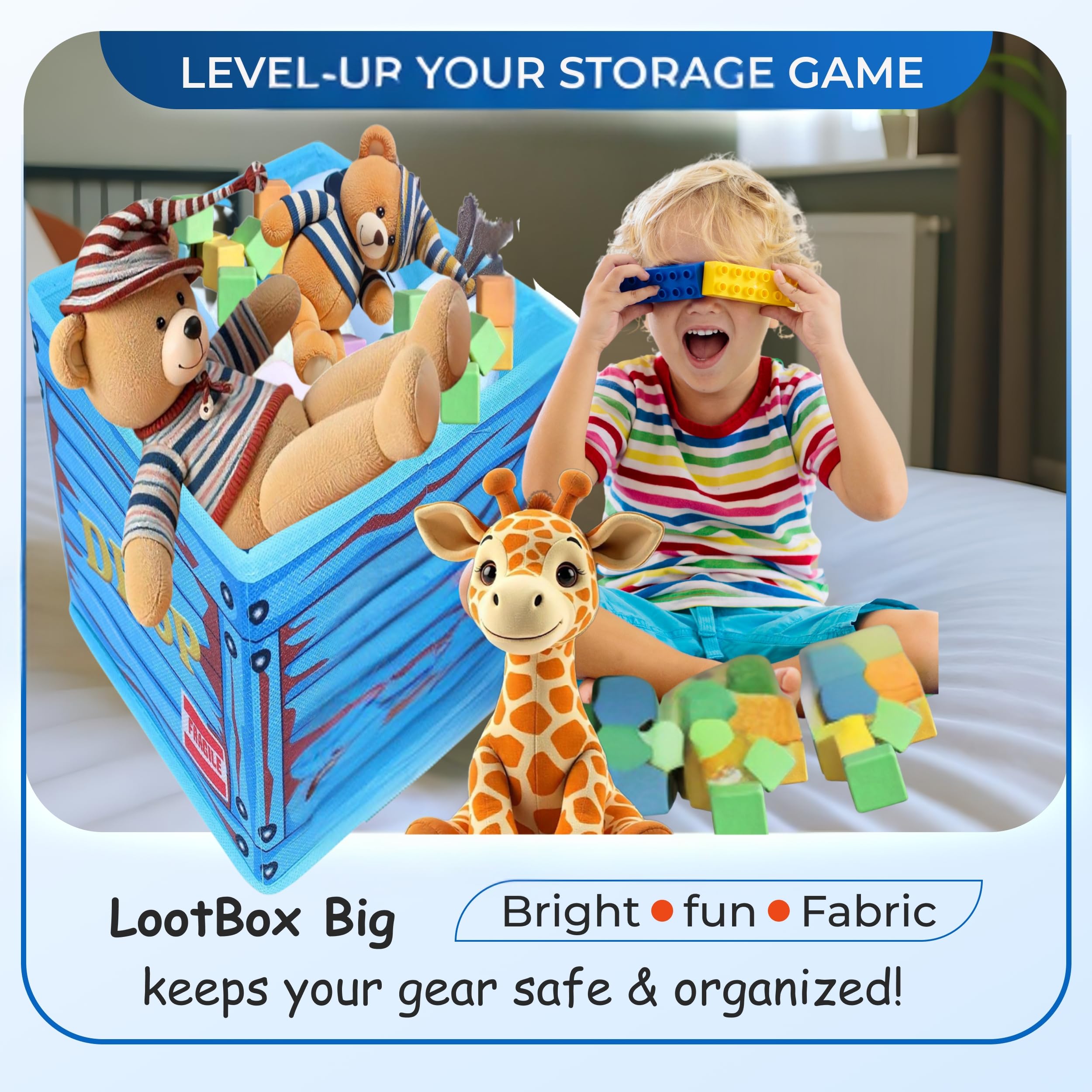 TidyFriend Fabric LootBox Big Collapsible Box 18x14x14 Stackable Supply Bin Durable Space Saving Organizer in Bright Colors - View 3 of 8