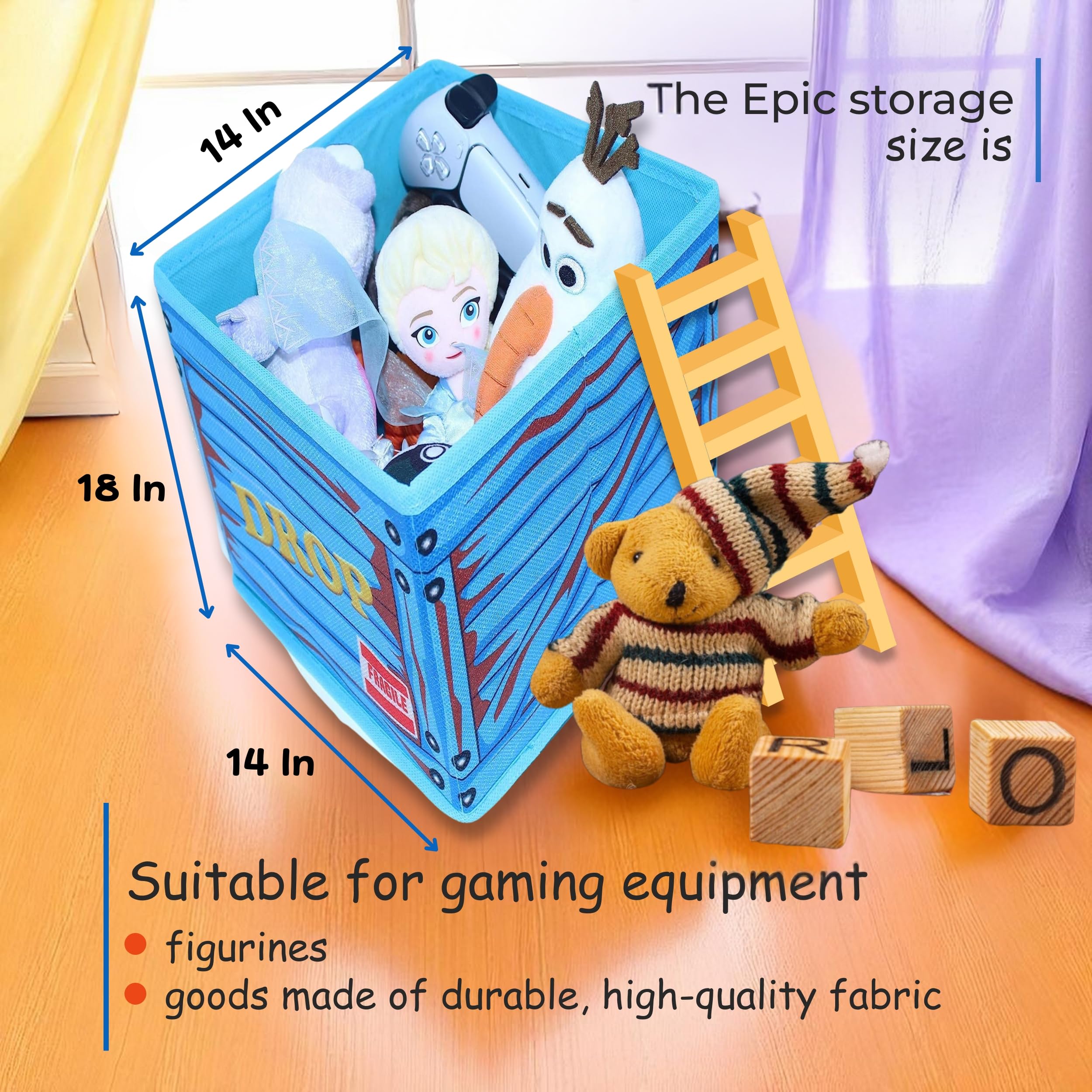 TidyFriend Fabric LootBox Big Collapsible Box 18x14x14 Stackable Supply Bin Durable Space Saving Organizer in Bright Colors - View 4 of 8