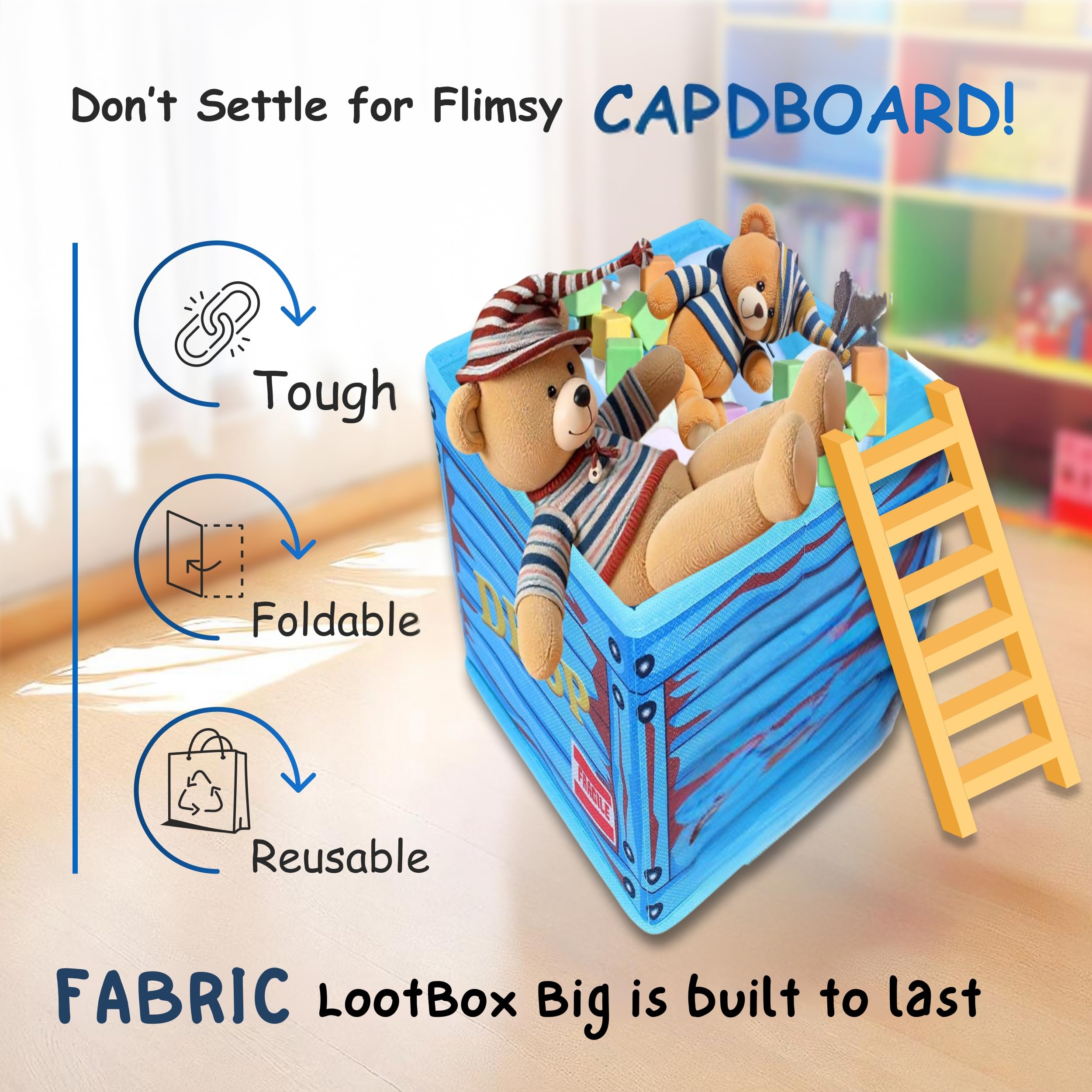 TidyFriend Fabric LootBox Big Collapsible Box 18x14x14 Stackable Supply Bin Durable Space Saving Organizer in Bright Colors - View 6 of 8