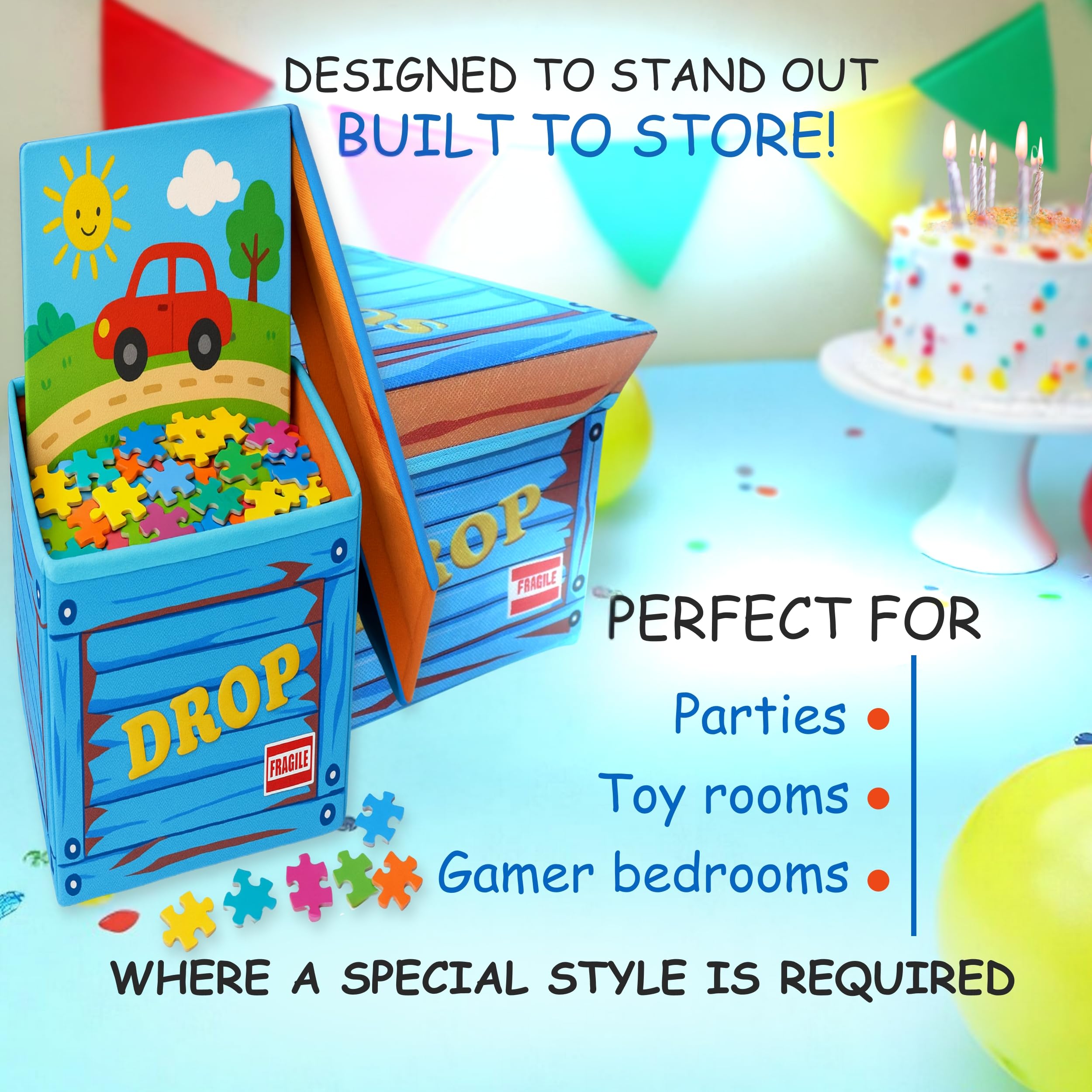 TidyFriend Fabric LootBox Big Collapsible Box 18x14x14 Stackable Supply Bin Durable Space Saving Organizer in Bright Colors - View 7 of 8