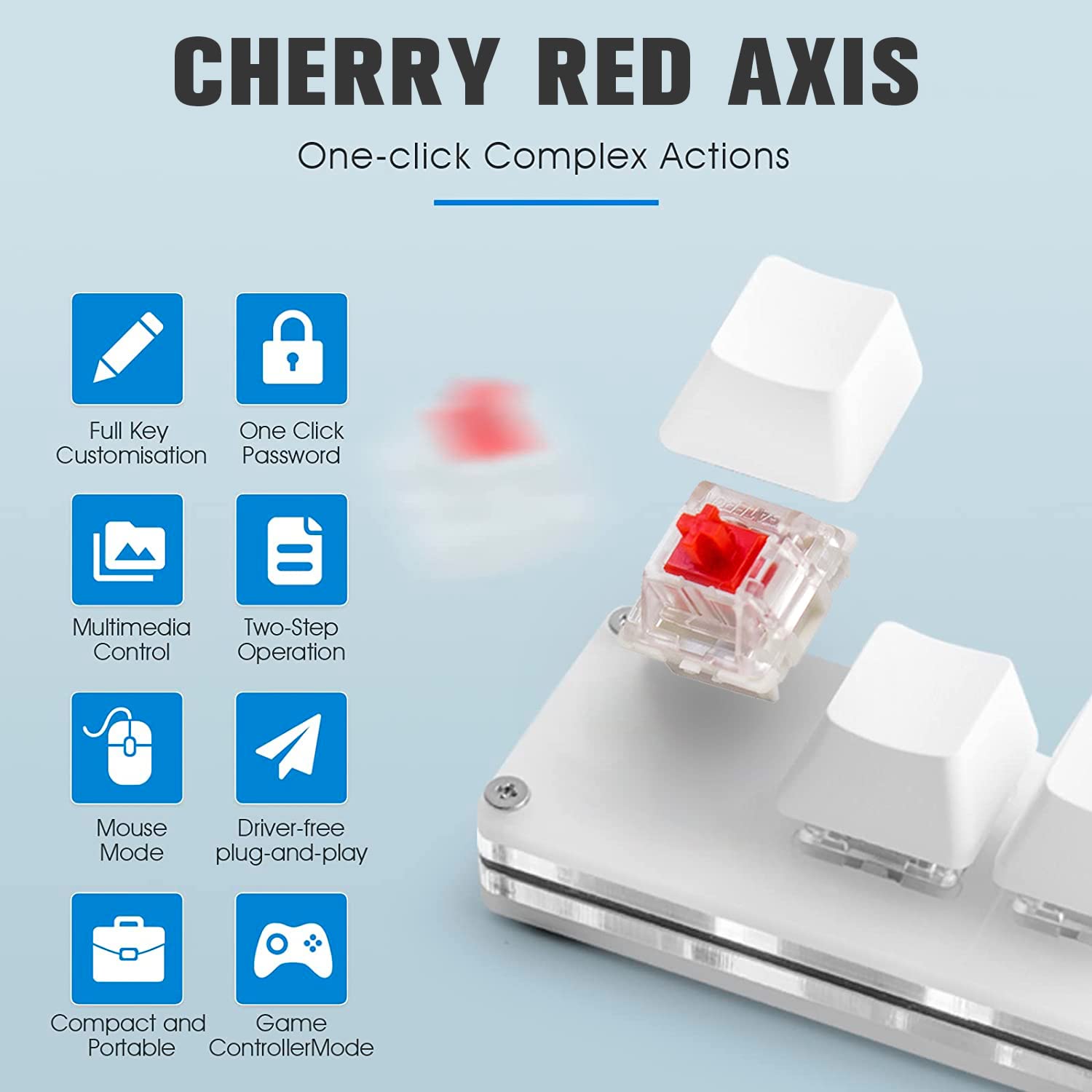 Ecarke Mini Macro Mechanical Keyboard Gaming Keypad Cherry Shaft Hotswap USB RGB LED Light for Windows Mac OSU Rhythm Games - View 3 of 6