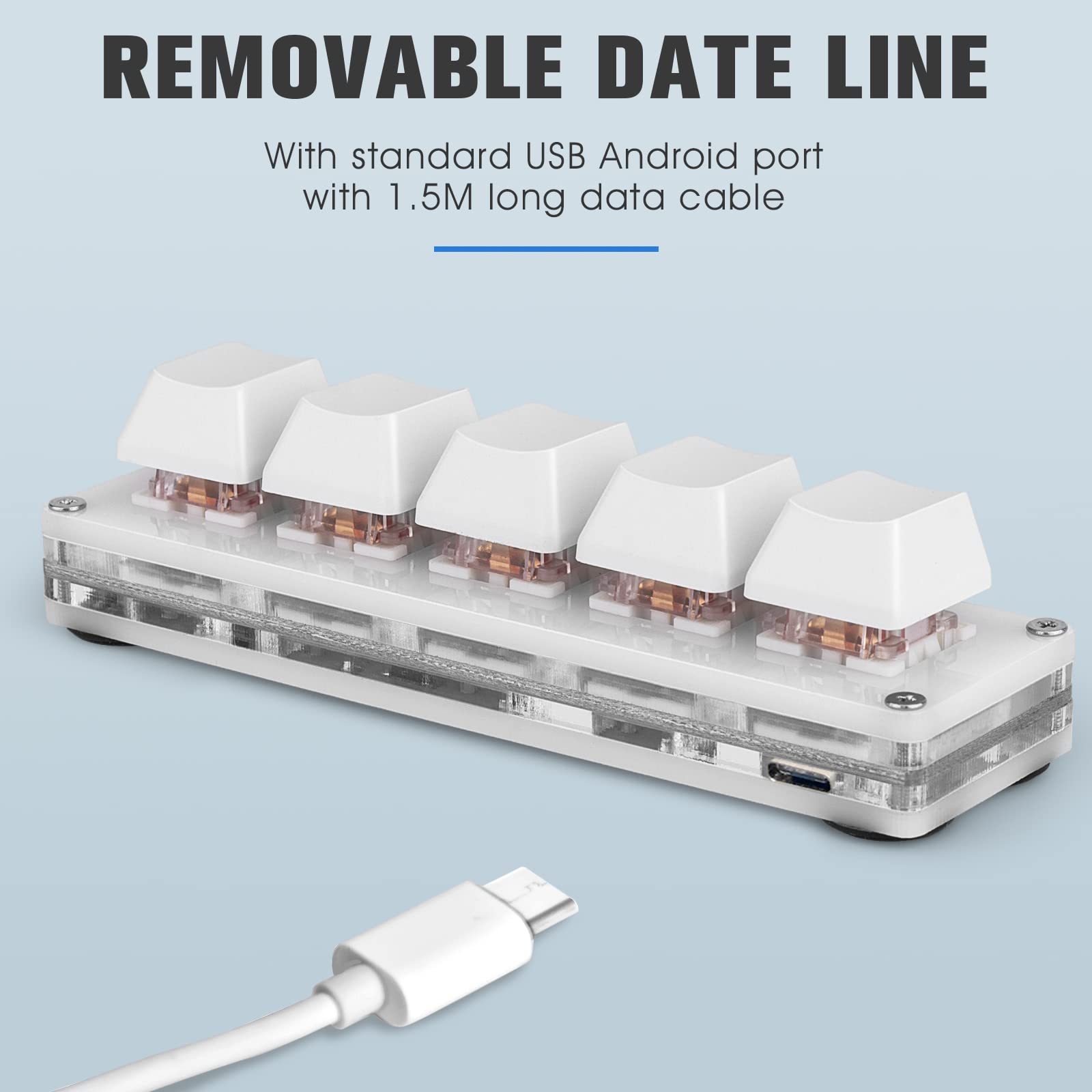 Ecarke Mini Macro Mechanical Keyboard Gaming Keypad Cherry Shaft Hotswap USB RGB LED Light for Windows Mac OSU Rhythm Games - View 5 of 6