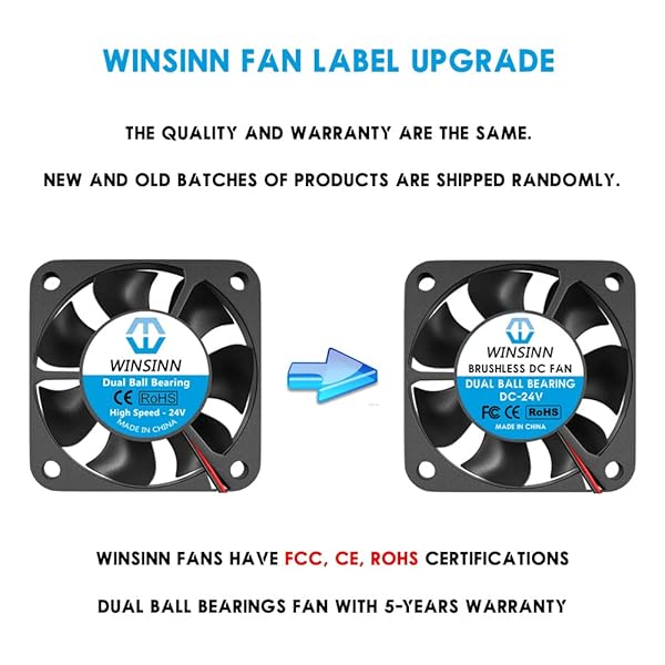 WINSINN WINSINN 40mm 24V Fan Upgrade for Ender 3 Pro CR-10S Dual Ball Bearing Pack of 2 with 1000mm Cable - View 4 of 6