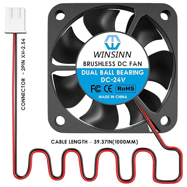 WINSINN WINSINN 40mm 24V Fan Upgrade for Ender 3 Pro CR-10S Dual Ball Bearing Pack of 2 with 1000mm Cable - View 5 of 6