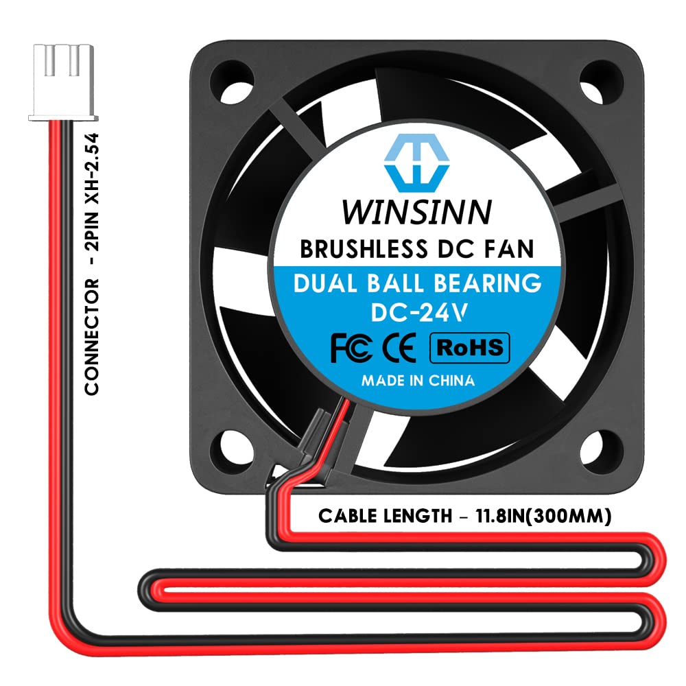 WINSINN WINSINN 40mm 24V Fan Pack of 2 for 3D Printers Brushless Cooling Dual Ball Bearing 4020 Micro Fans - View 4 of 5