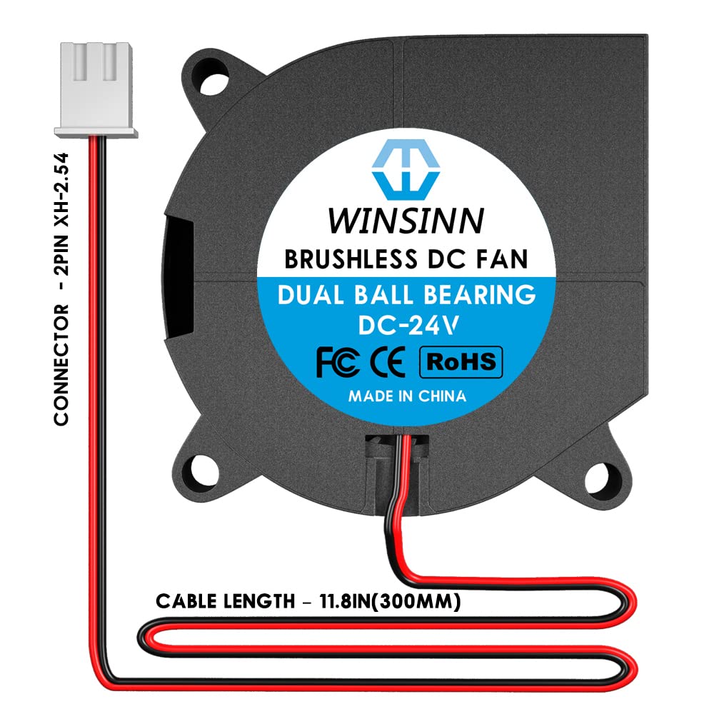 WINSINN 40mm Blower Fan 24V Pack of 2 for 3D Printers Brushless Cooling Dual Ball Bearing 4020 Micro Fans - View 3 of 4