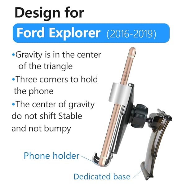 LUNQIN LUNQIN Car Phone Holder for 2016-2019 Ford Explorer Big Phones Case Friendly Auto Accessories Navigation Bracket Mobile Cellphone Mount - View 7 of 7