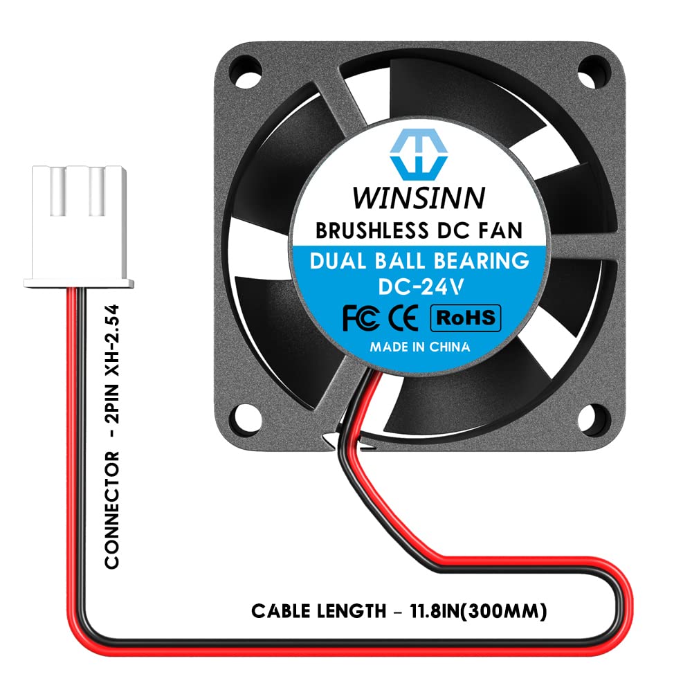 WINSINN WINSINN 25mm 24V Fan Pack of 2 for 3D Printers Brushless Cooling Dual Ball Bearing 2510 Micro Fans - View 4 of 5