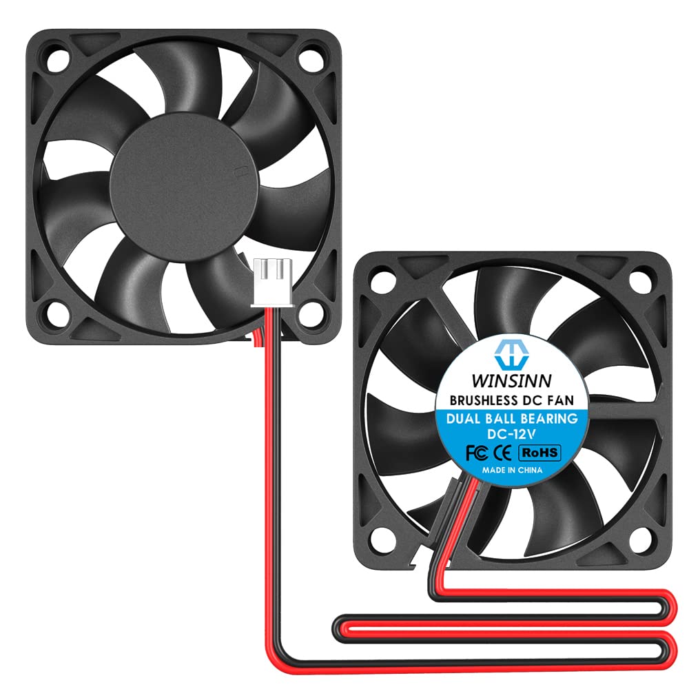 WINSINN 50mm DC Fan 12V Dual Ball Bearing Brushless Cooling Turbo 2PIN Pack of 2 Pcs