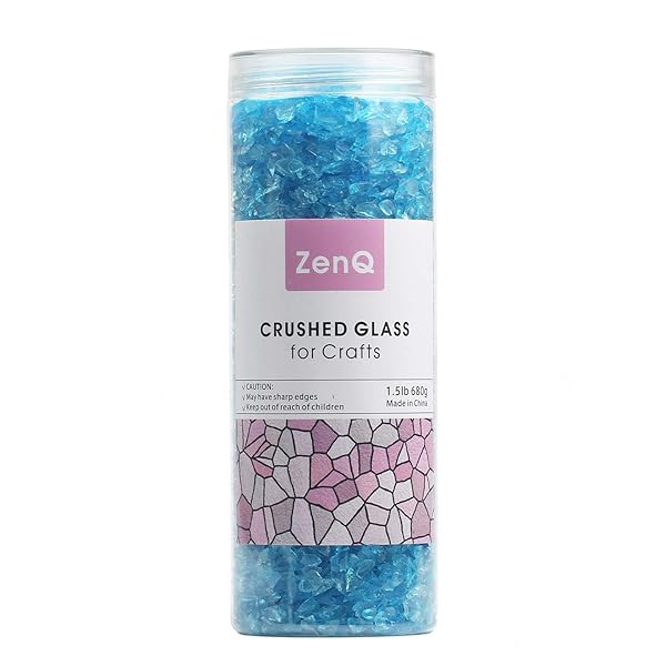 ZenQ ZenQ Sea Blue Crushed Glass for Crafts and Resin Art 1.5 lbs Perfect for Creative Projects - View 3 of 4