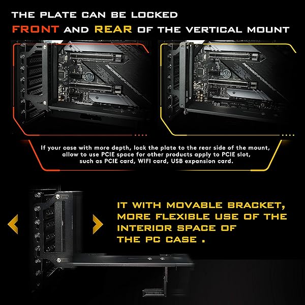 EZDIY-FAB EZDIY-FAB Vertical Graphics Card Holder Bracket with ARGB LED GPU Mount and PCIE3.0 Riser Cable Black - View 3 of 8