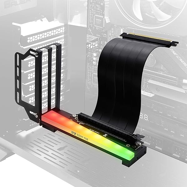 EZDIY-FAB EZDIY-FAB Vertical Graphics Card Holder Bracket with ARGB LED GPU Mount and PCIE3.0 Riser Cable Black