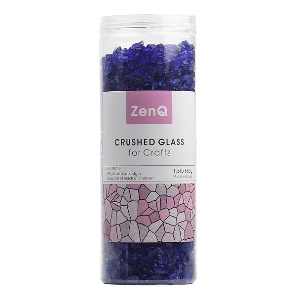 ZenQ ZenQ Royal Blue Crushed Glass for Crafts and Resin Art 1.5 lbs Perfect for Creative Projects - View 3 of 4