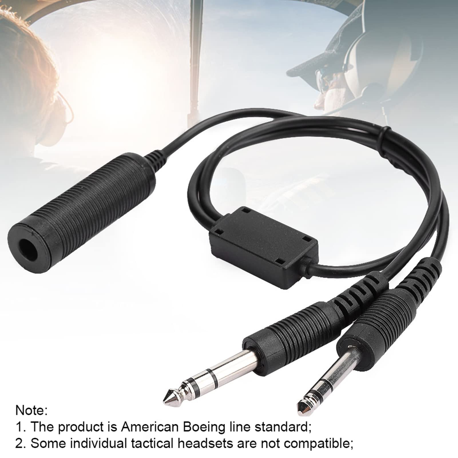 Helicopter Headset Adapter Cable for General Aviation Headphones Splitter for Enhanced Audio Experience - View 3 of 9