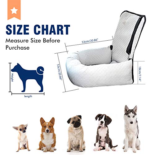 BCOCHAO Dog Car Seat Pet Booster Seat for Safe Comfortable Travel Easy to Clean Off White - View 3 of 7