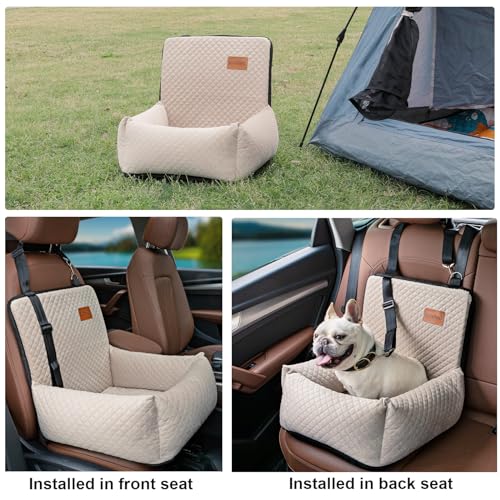 BCOCHAO Dog Car Seat Pet Booster Seat for Safe Comfortable Travel Easy to Clean Off White - View 5 of 7