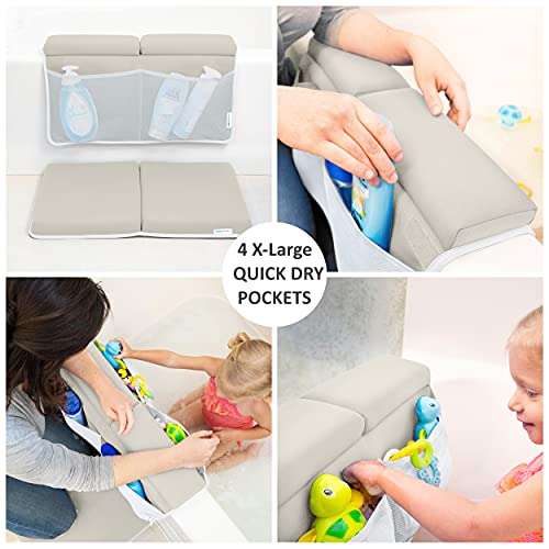 BABY BOOTH Bath Kneeler and Elbow Rest Pad Set Thick Kneeling Mat with Toy Organizer for Comfortable Baby Bathing Time Beige - View 4 of 8