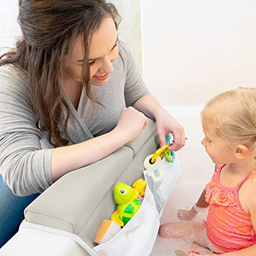 BABY BOOTH Bath Kneeler and Elbow Rest Pad Set Thick Kneeling Mat with Toy Organizer for Comfortable Baby Bathing Time Beige - View 5 of 8