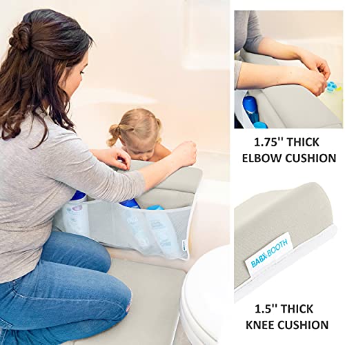 BABY BOOTH Bath Kneeler and Elbow Rest Pad Set Thick Kneeling Mat with Toy Organizer for Comfortable Baby Bathing Time Beige - View 6 of 8