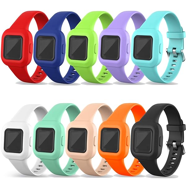 RuenTech Garmin Vivofit jr 3 Bands Replacement Silicone Water Resistant Watch Straps Multicolor 10 Pack