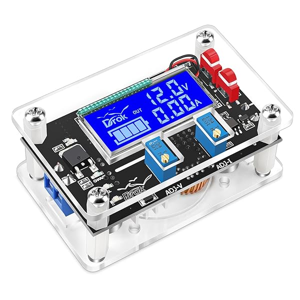 DROK Voltage Boost Converter DC 6-30V to 5V 7-32V 12V 24V 5A Adjustable Regulator with LCD Display Power Supply Module Circuit Board