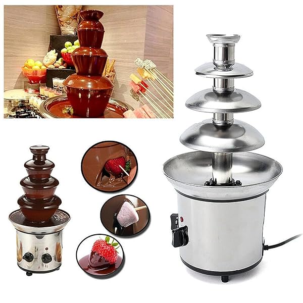 ZEVELOO Chocolate Fountain Machine 4 Tier Electric Fondue 4 Pound Capacity for Chocolate Candy Butter Cheese Perfect for Parties and Events - View 6 of 7