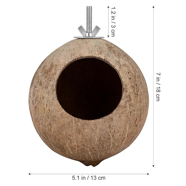 balacoo Coconut Shell Bird Nest Natural Warm House Hut for Parrots and Parakeets Ideal Pet Cage Accessory - View 4 of 10
