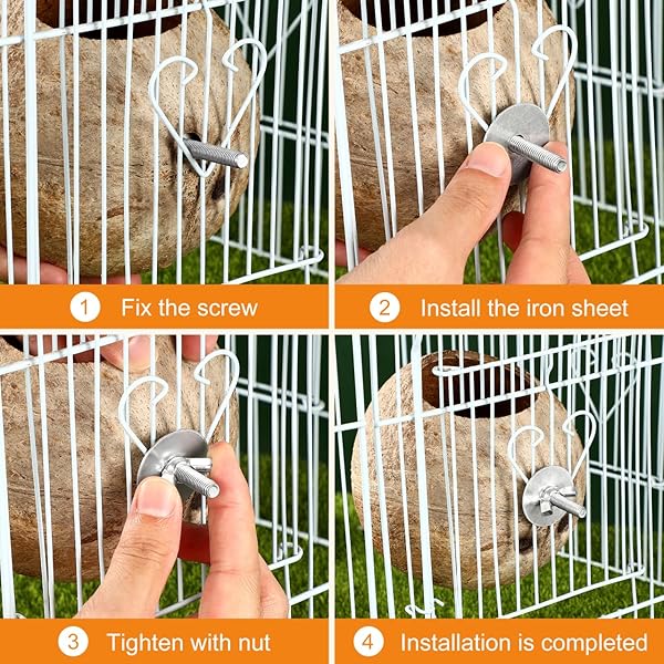 balacoo Coconut Shell Bird Nest Natural Warm House Hut for Parrots and Parakeets Ideal Pet Cage Accessory - View 6 of 10