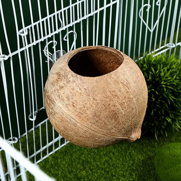 balacoo Coconut Shell Bird Nest Natural Warm House Hut for Parrots and Parakeets Ideal Pet Cage Accessory - View 9 of 10