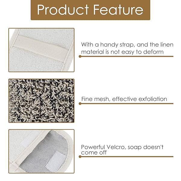 Linkidea Linkidea 3 Pack Soap Saver Pouch Flax Exfoliating Soap Bag Body Scrubber for Bath Shower Hanging Rope Bags - View 3 of 7