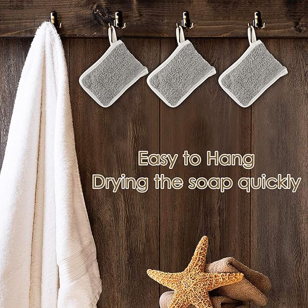 Linkidea Linkidea 3 Pack Soap Saver Pouch Flax Exfoliating Soap Bag Body Scrubber for Bath Shower Hanging Rope Bags - View 4 of 7