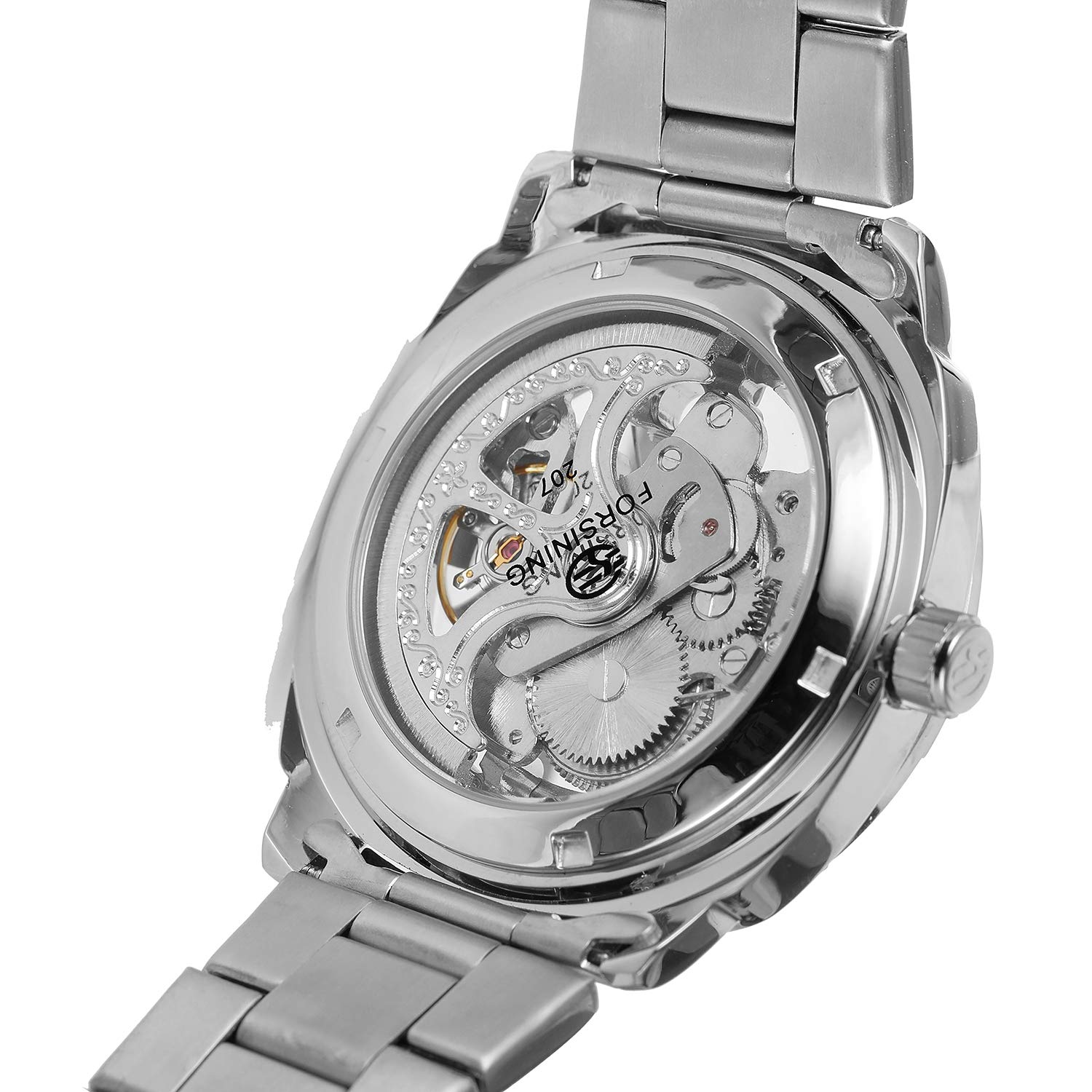 Tiong TIONG Mechanical Men's Watch Stainless Steel Automatic Skeleton Waterproof Best Gift for Men Silver - View 4 of 7