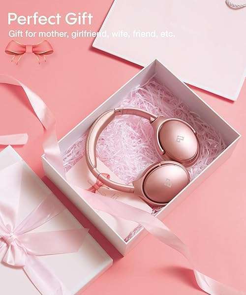 INFURTURE INFURTURE Rose Gold Noise Cancelling Headphones: Wireless, Deep Bass, 40H Playtime, Perfect for Travel & Home Office - View 8 of 9