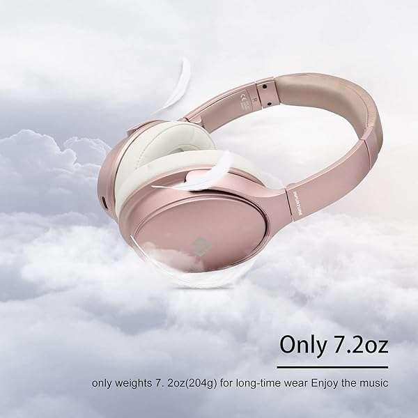INFURTURE INFURTURE Rose Gold Noise Cancelling Headphones: Wireless, Deep Bass, 40H Playtime, Perfect for Travel & Home Office - View 9 of 9