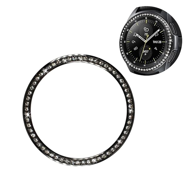 Hemobllo Hemobllo Bezel Ring for Samsung 46mm Metal Protective Case with Bling Diamond Anti-Scratch Frame Accessories Black - View 4 of 11