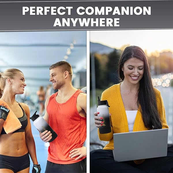 lexlion Lexlion 32 Oz Triple Walled Insulated Stainless Steel Fruit Infuser Water Bottle with Leakproof Design and 3 Lids for Ultimate Hydration - View 4 of 10