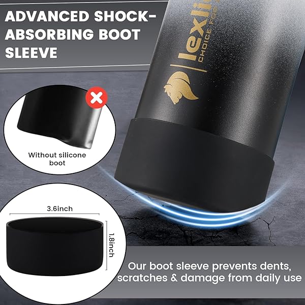 lexlion Lexlion 32 Oz Triple Walled Insulated Stainless Steel Fruit Infuser Water Bottle with Leakproof Design and 3 Lids for Ultimate Hydration - View 6 of 10