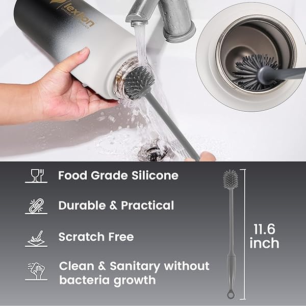 lexlion Lexlion 32 Oz Triple Walled Insulated Stainless Steel Fruit Infuser Water Bottle with Leakproof Design and 3 Lids for Ultimate Hydration - View 7 of 10