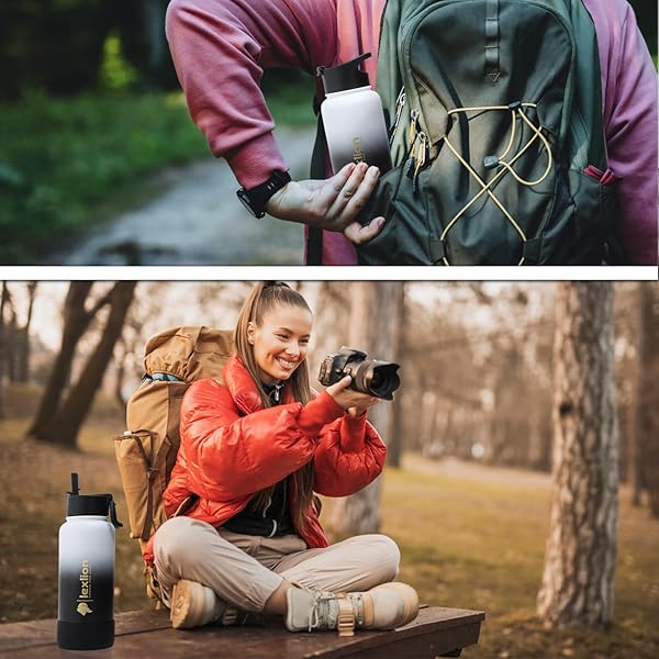 lexlion Lexlion 32 Oz Triple Walled Insulated Stainless Steel Fruit Infuser Water Bottle with Leakproof Design and 3 Lids for Ultimate Hydration - View 9 of 10