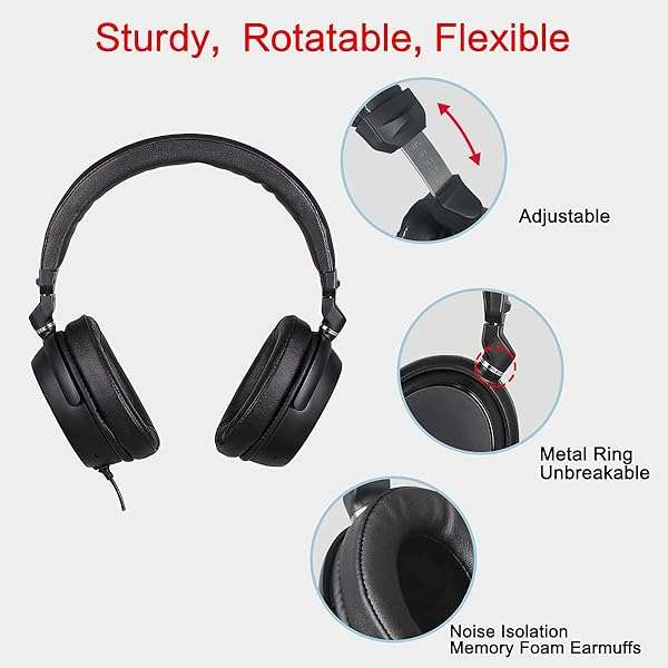 SIMOLIO SIMOLIO 21.6FT Wired Headphones for TV & PC with Volume Control, Mic & Fold-Flat Design - SM-906TV - View 4 of 9