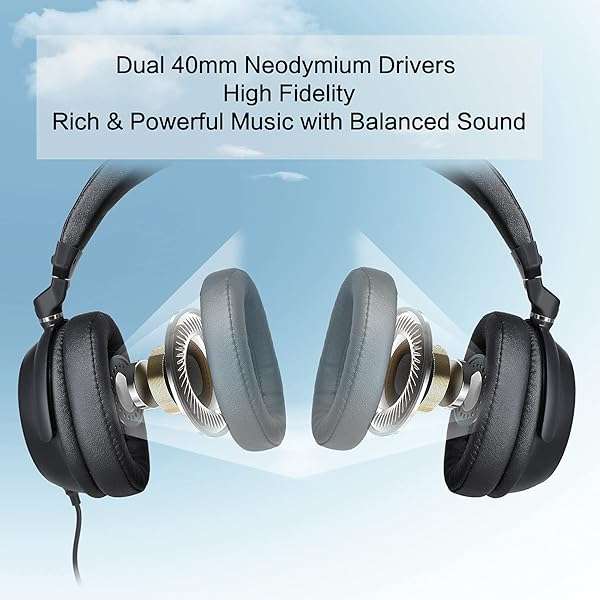SIMOLIO SIMOLIO 21.6FT Wired Headphones for TV & PC with Volume Control, Mic & Fold-Flat Design - SM-906TV - View 6 of 9