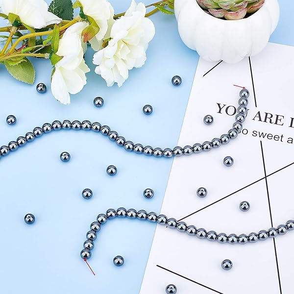 OLYCRAFT OLYCRAFT 150PCS Grade A 8mm Hematite Beads Non-Magnetic Round Loose Beads for Jewelry Making Necklace and Pendant - View 6 of 8